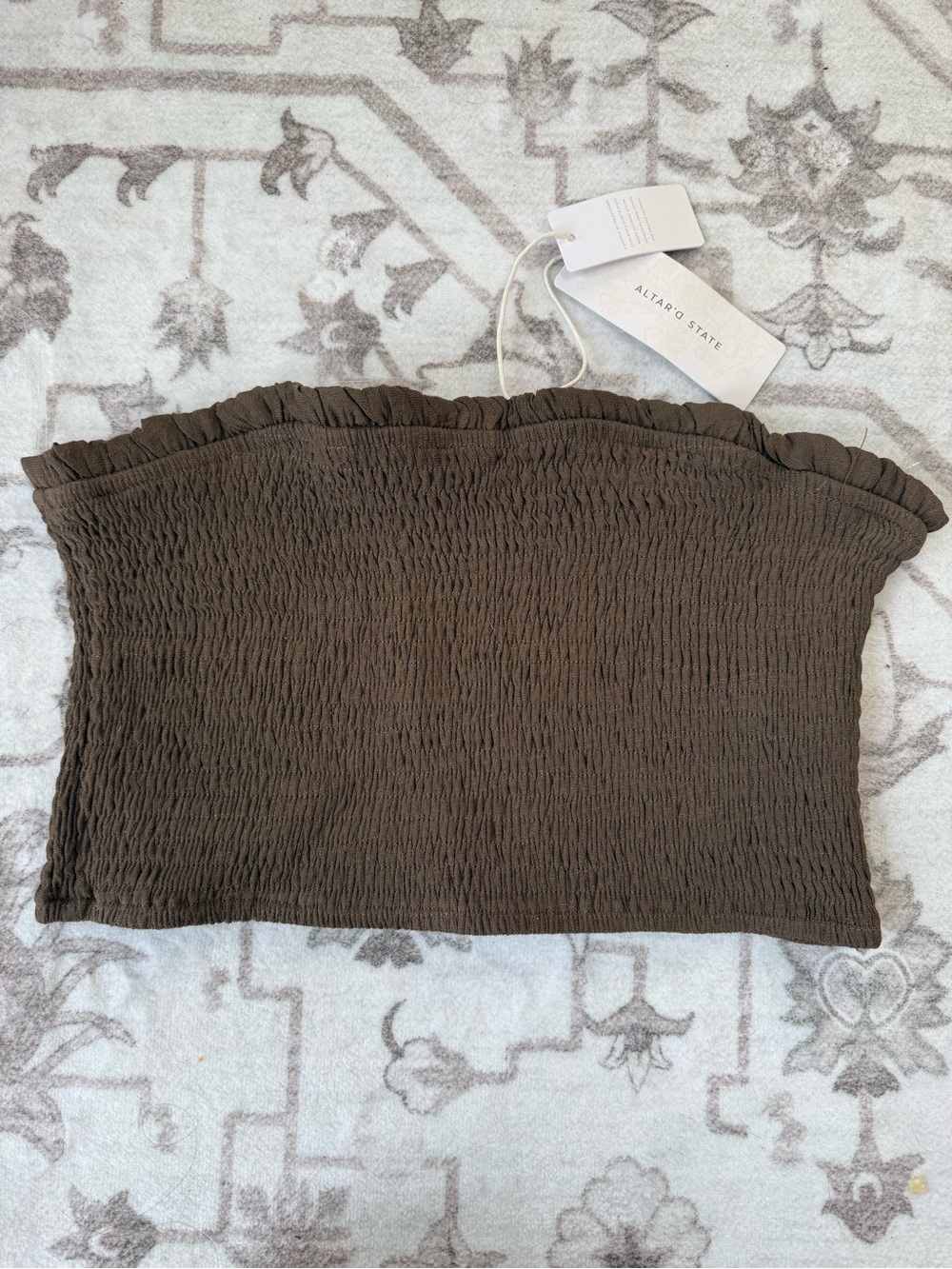 Altar'd State Brown Smocked Tube Top